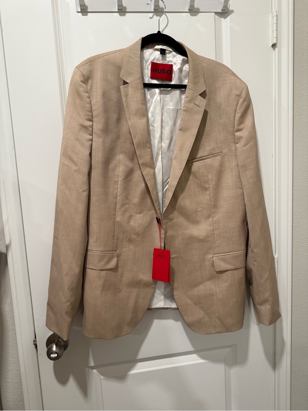 HUGO Light Beige Men's Single-Breasted Blazer